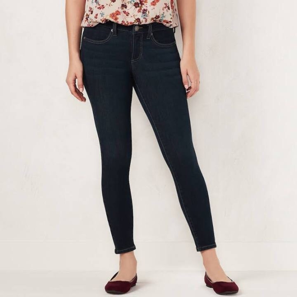 LC Lauren Conrad dark blue denim skinny jeans